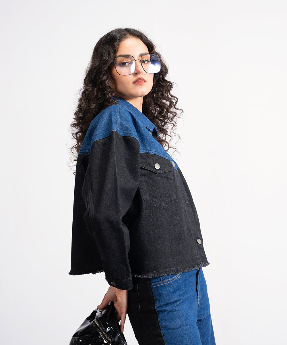 Two-Tone Denim Shacket