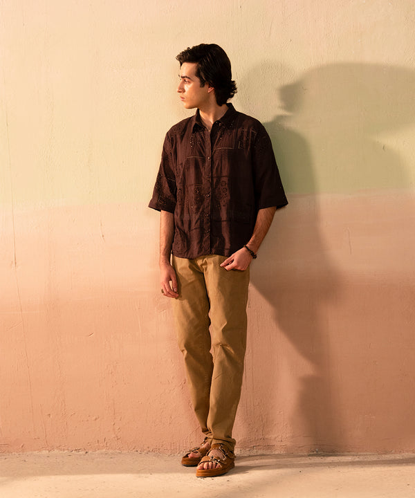 Threaded Texture Oversized Chikan Kari Shirt
