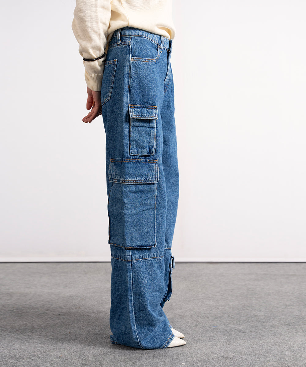 Mid Blue Cargo Pants