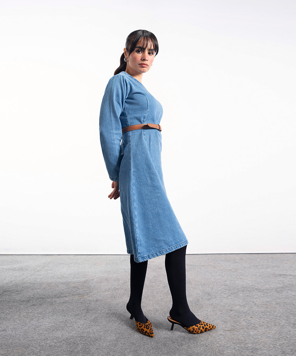 Light Blue Denim Dress - Halo Retail