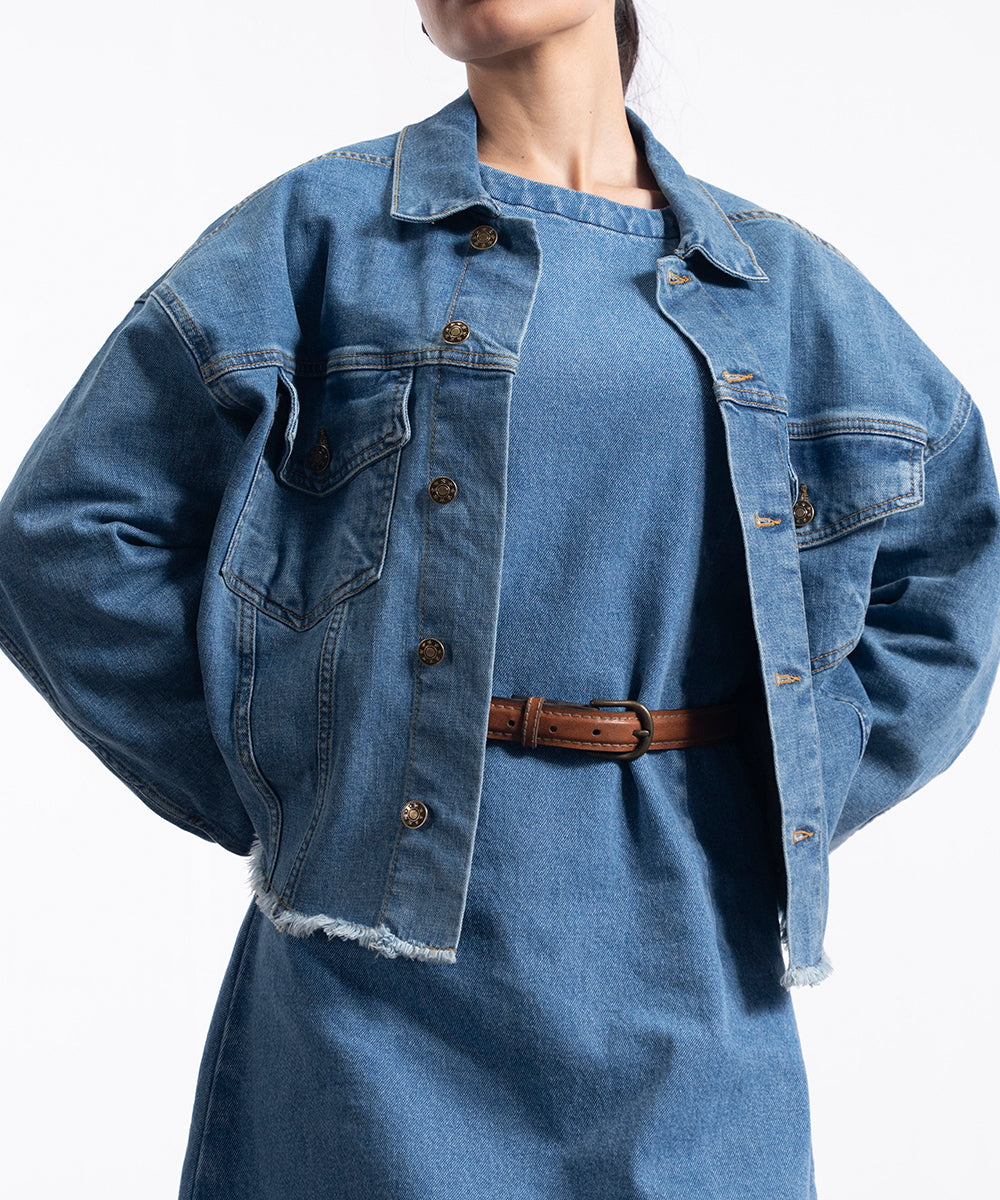 Mid wash patch jacket