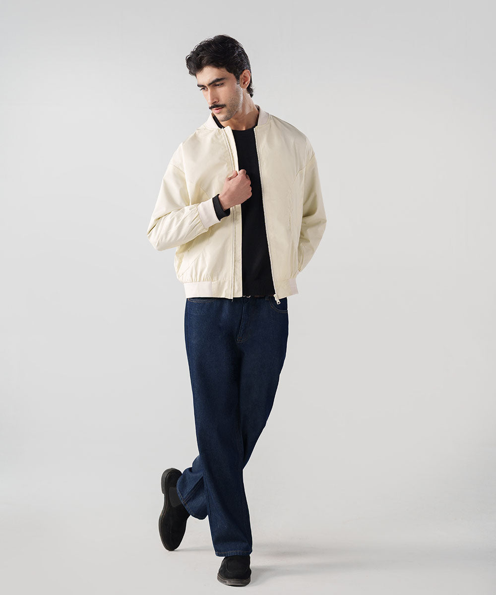 Cream Bomber Jacket