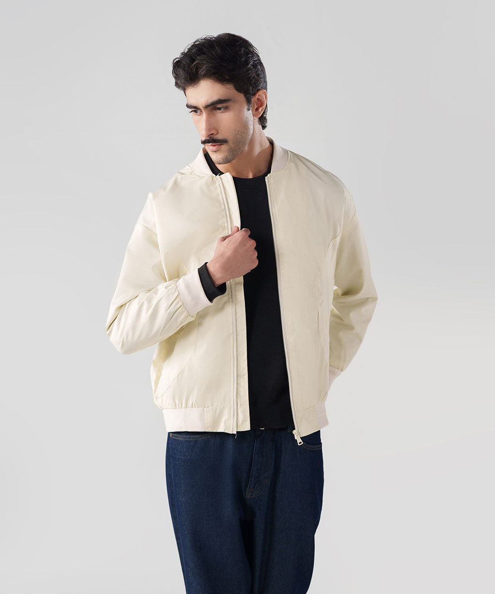 Cream Bomber Jacket
