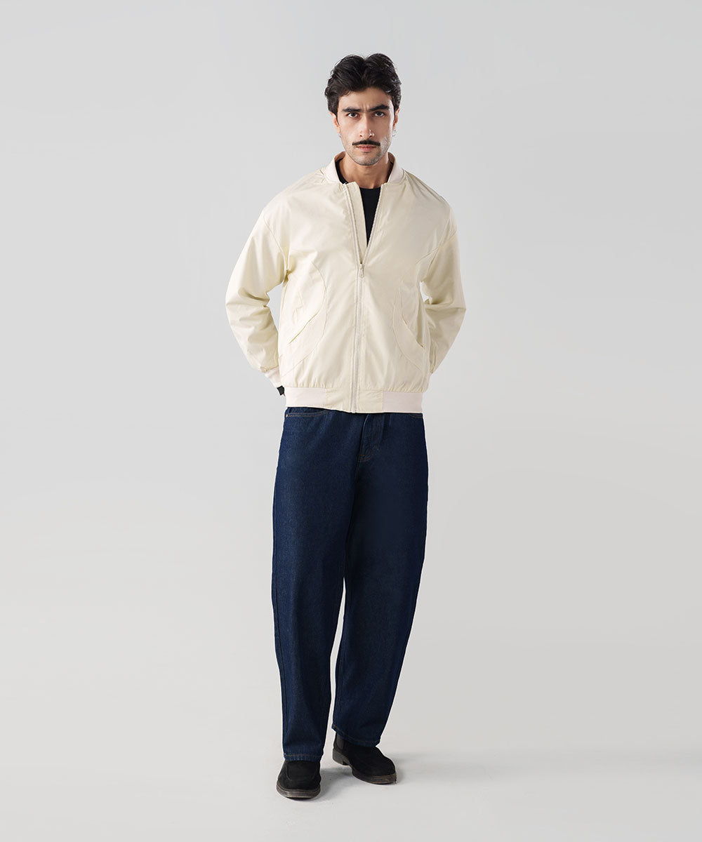 Cream Bomber Jacket