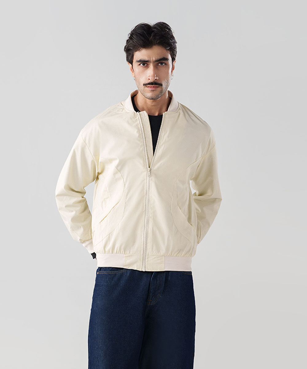 Cream Bomber Jacket