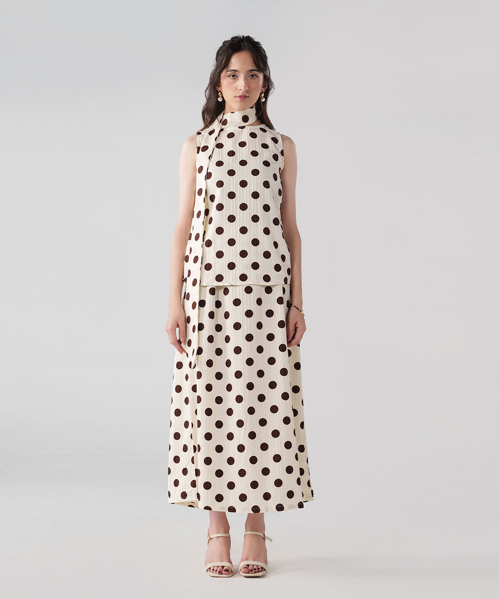 Tie-Neck Polka Top