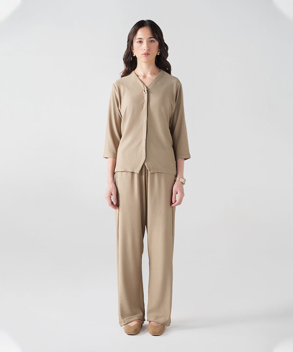 Beige V-Neck Shirt