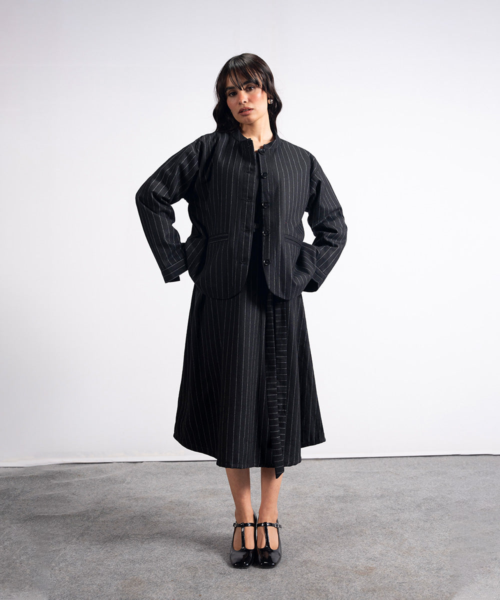Ban Collar Wool Coat Jacket - Halo Retail