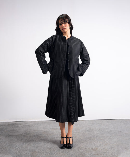 Ban Collar Wool Coat Jacket - Halo Retail