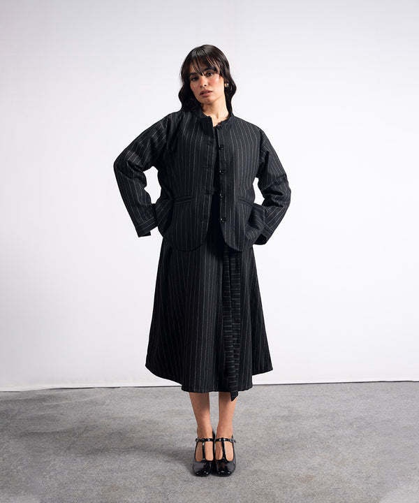 Ban Collar Wool Coat Jacket - Halo Retail