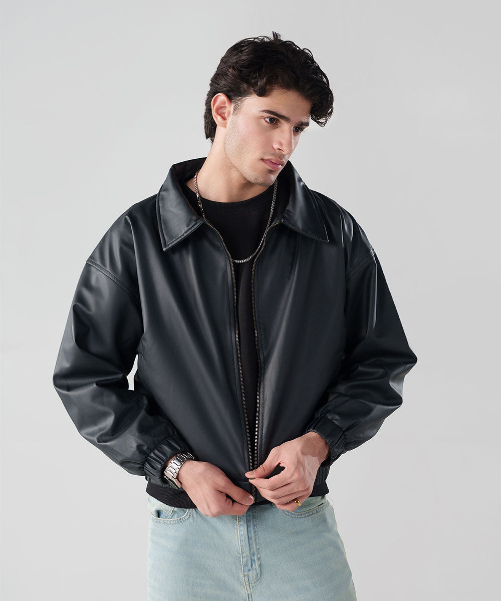 Cropped Leather Jacket