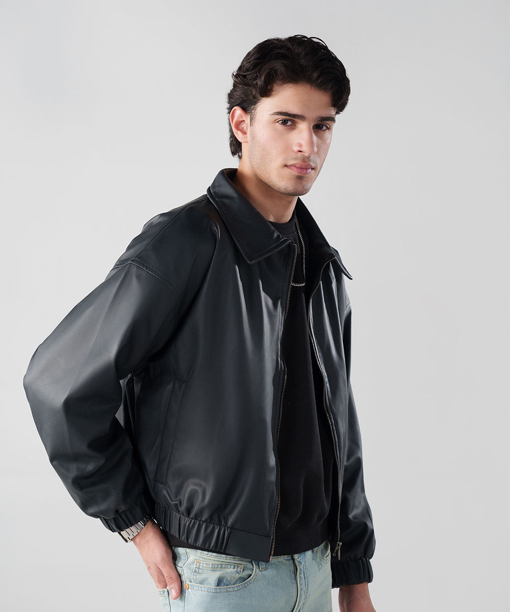 Cropped Leather Jacket