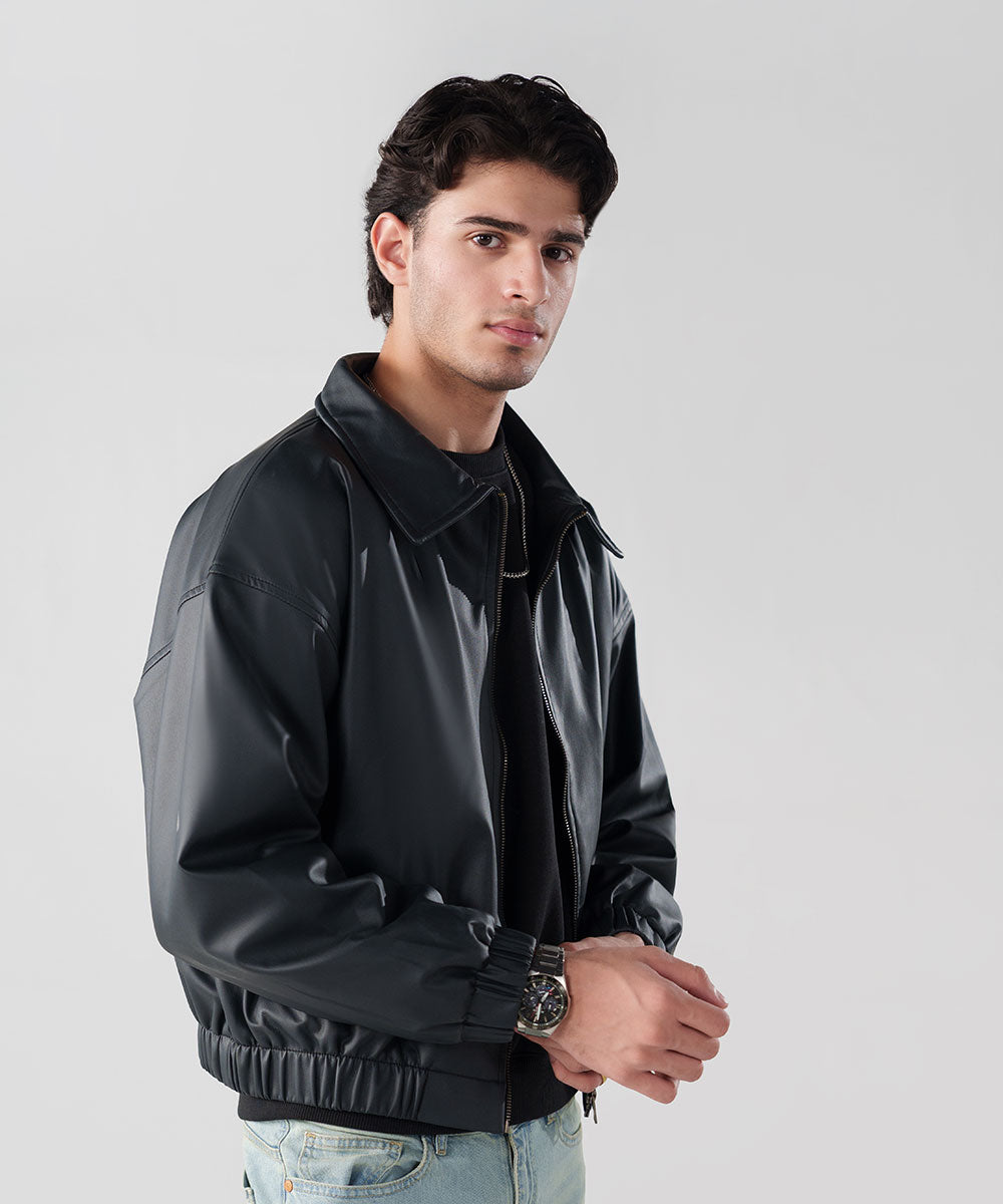 Cropped Leather Jacket