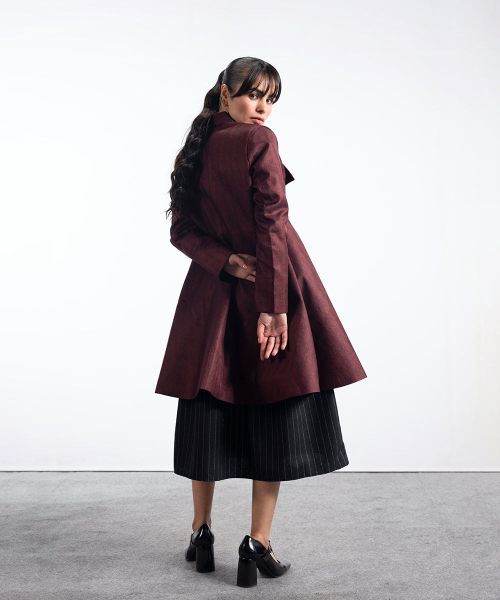 Rust Long A-Line Coat