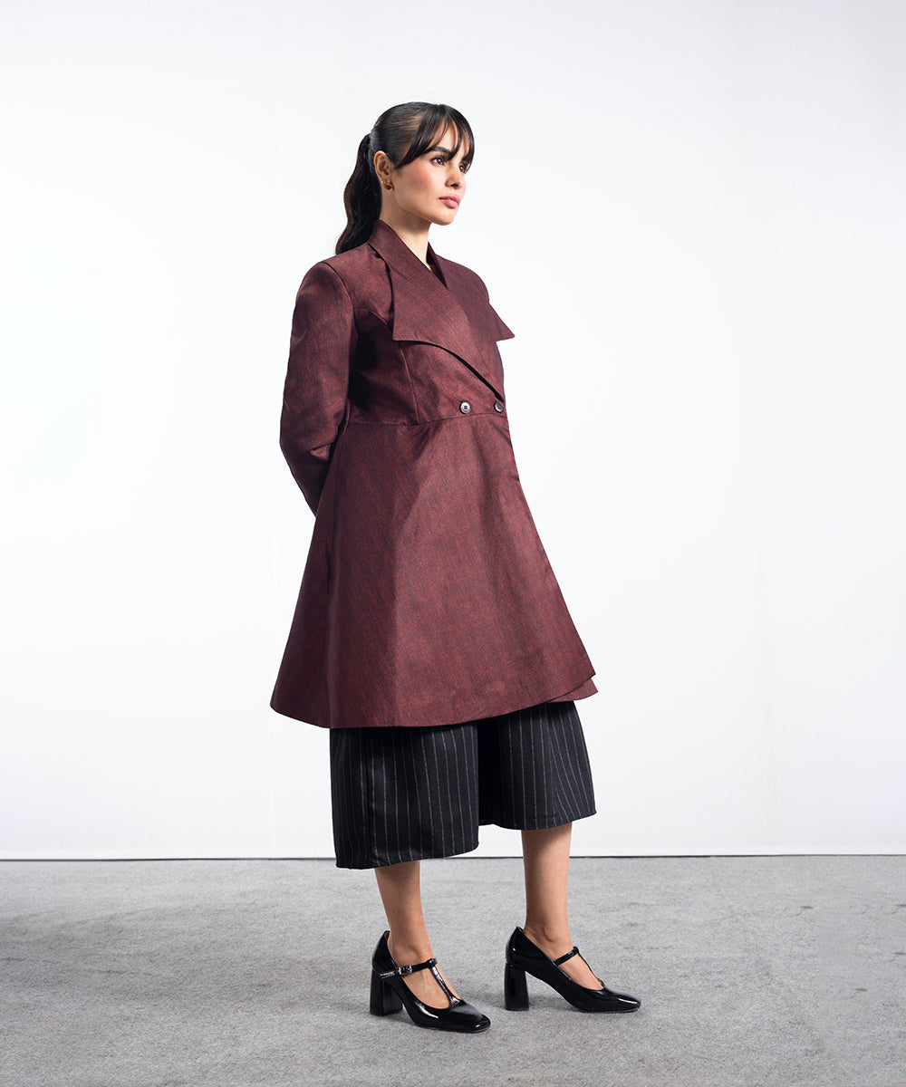 Rust Long A-Line Coat