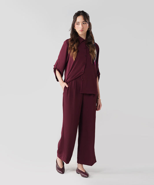 Burgundy textured shirt