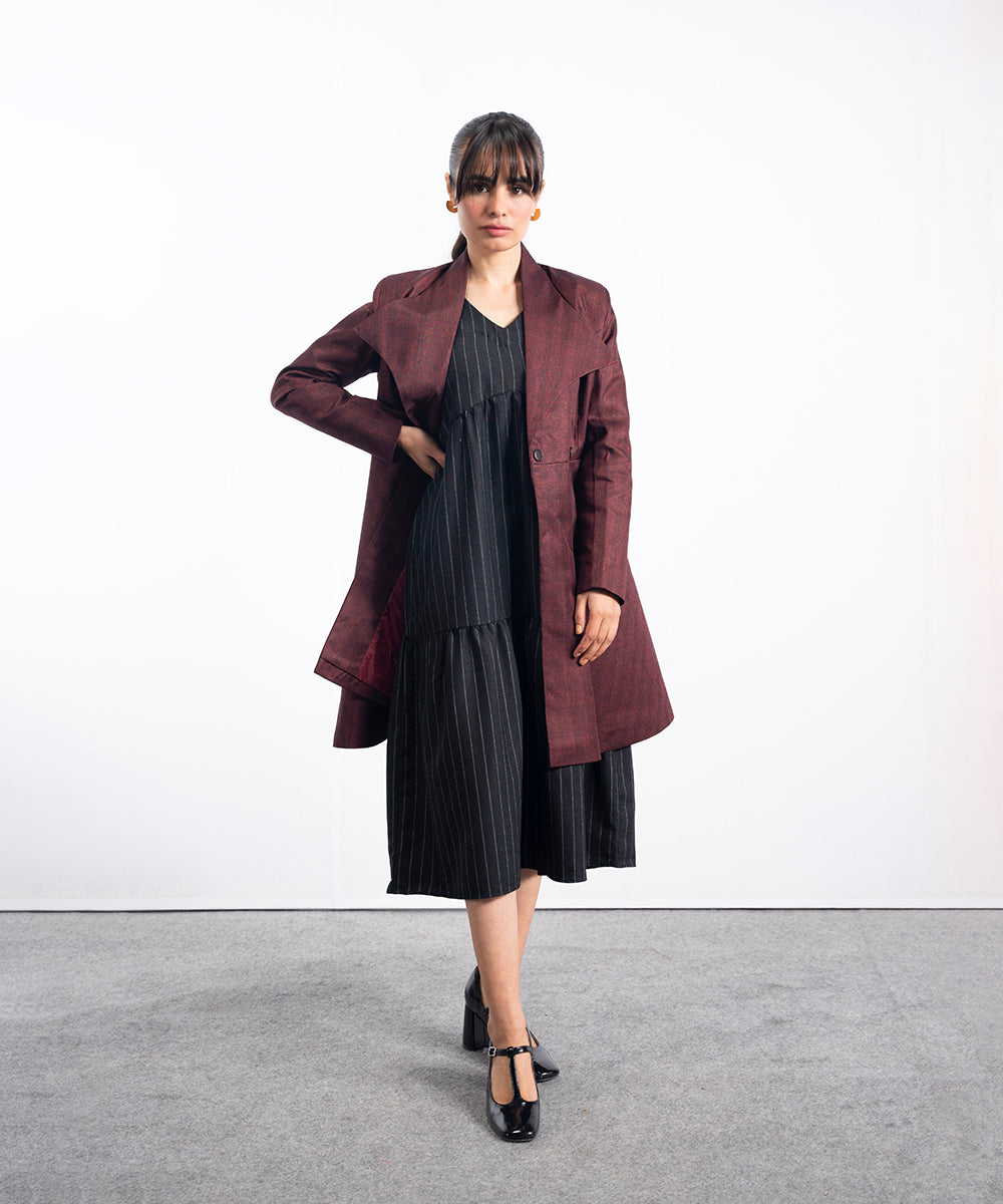 Rust Long A-Line Coat - Halo Retail