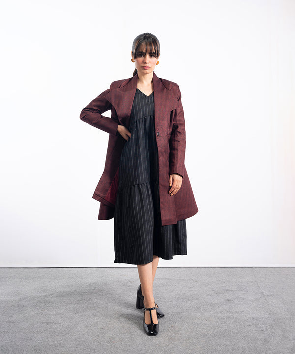 Rust Long A-Line Coat - Halo Retail