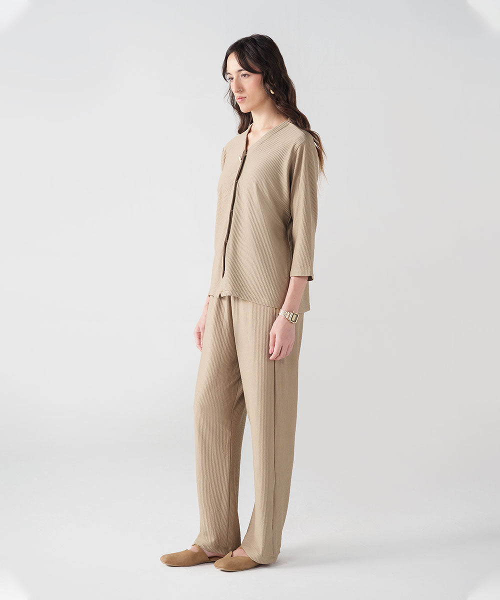 Beige V-Neck Shirt