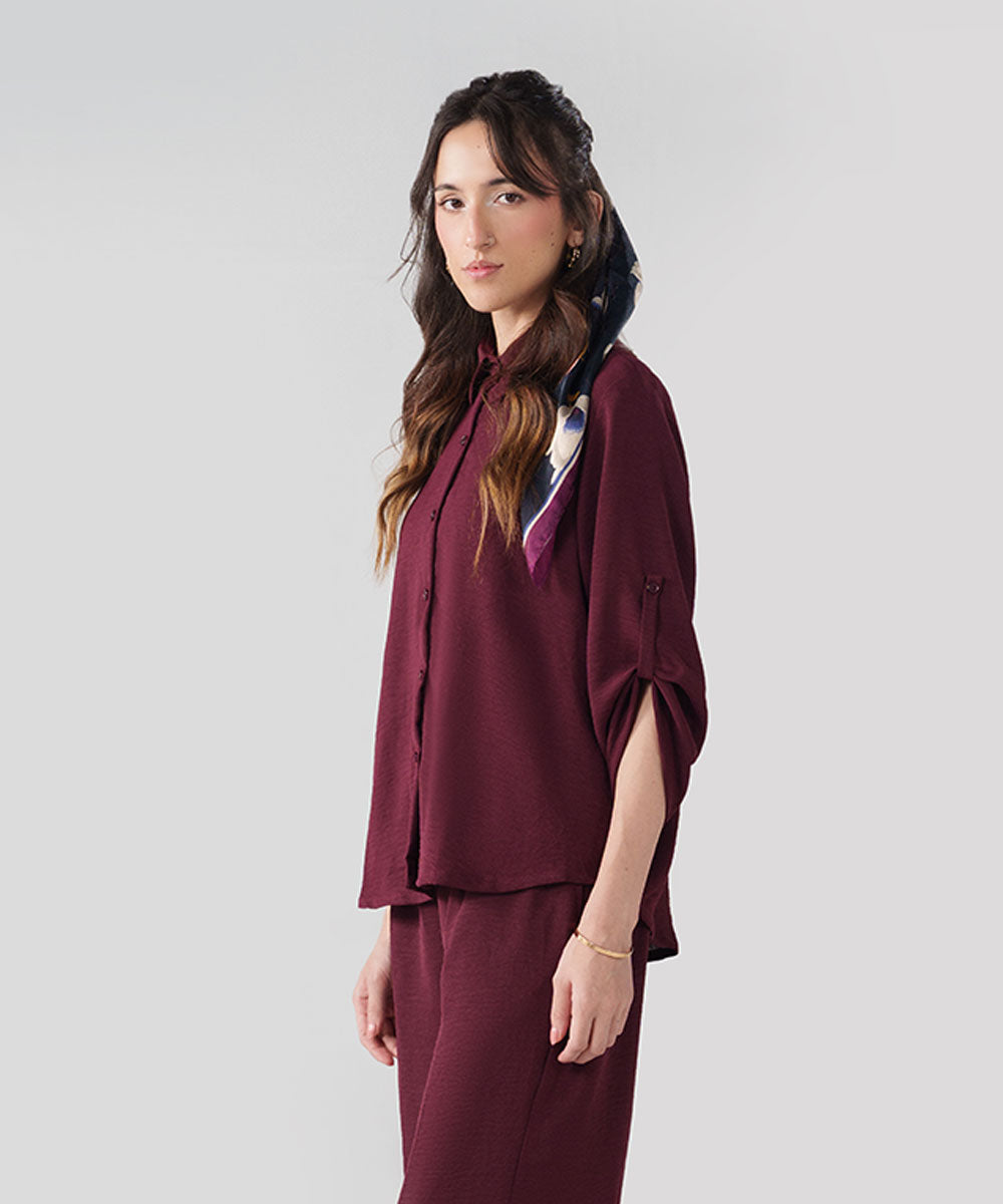 Burgundy textured shirt