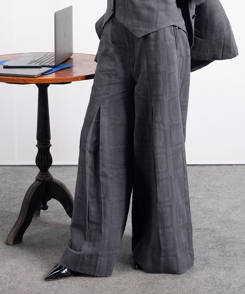 Textured Twill Wide Leg Pants