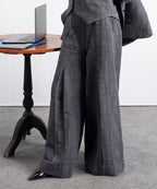 Textured Twill Wide Leg Pants - Halo Retail