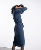 Classy Blue Front Open Dress - Halo Retail