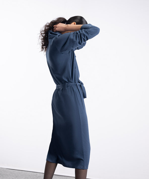 Classy Blue Front Open Dress - Halo Retail