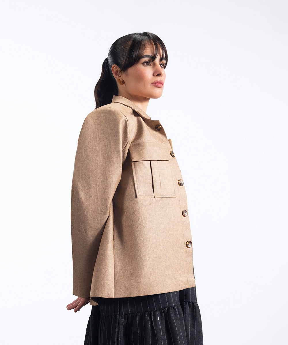 Beige Short Length Coat