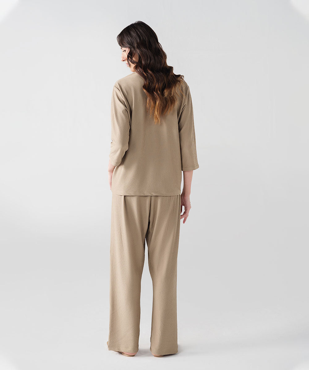 Beige V-Neck Shirt