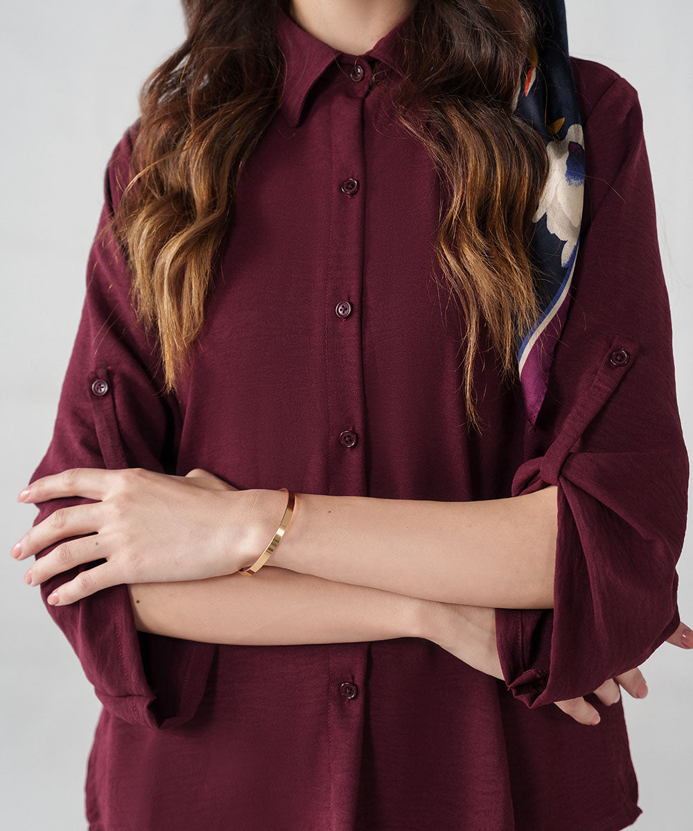 Burgundy textured shirt