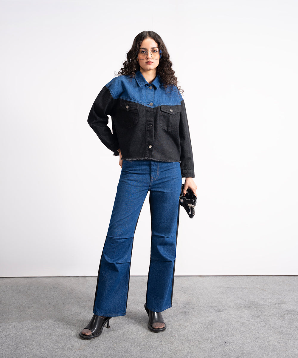 Two-Tone Denim Shacket - Halo Retail