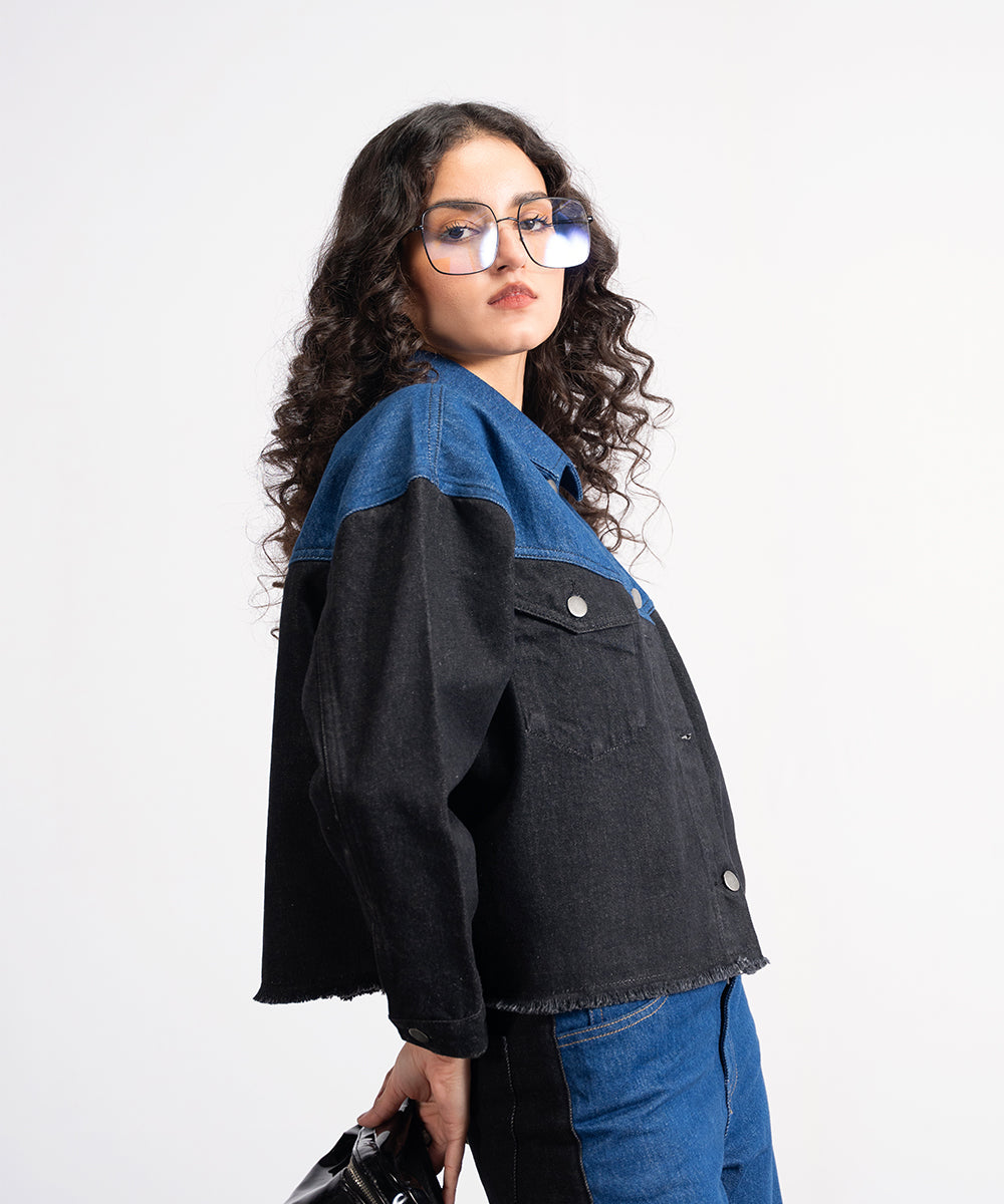 Two-Tone Denim Shacket