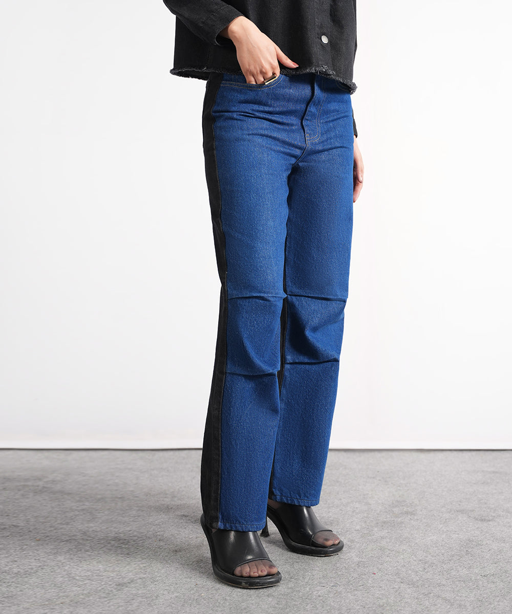 Two-Tone Denim Pants