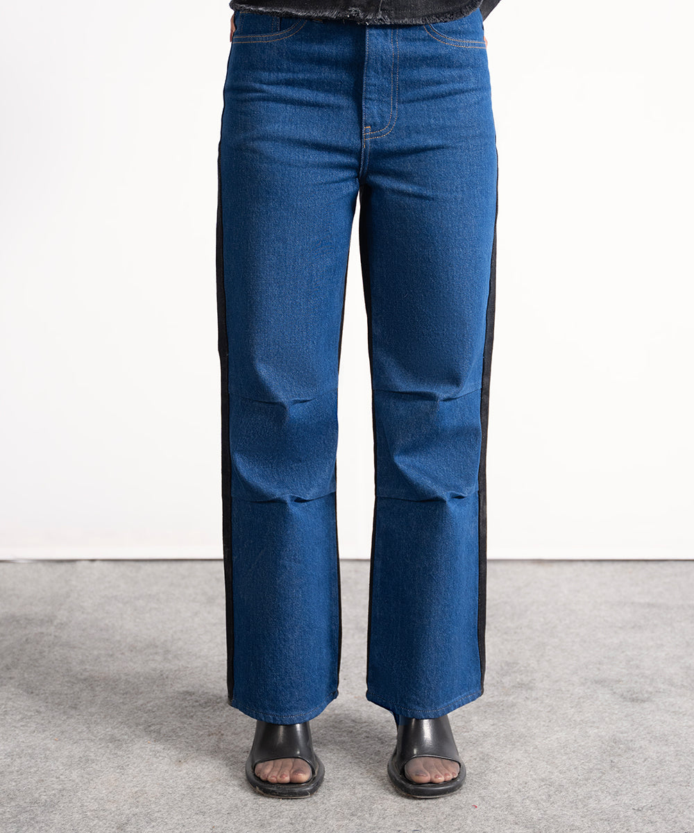 Two-Tone Denim Pants