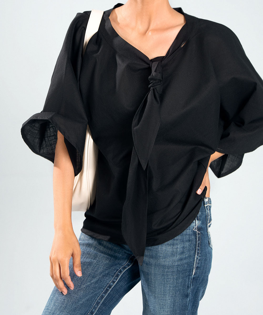 Minimal Bow Blouse