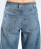 Mid-Wash Turn-Up Jeans