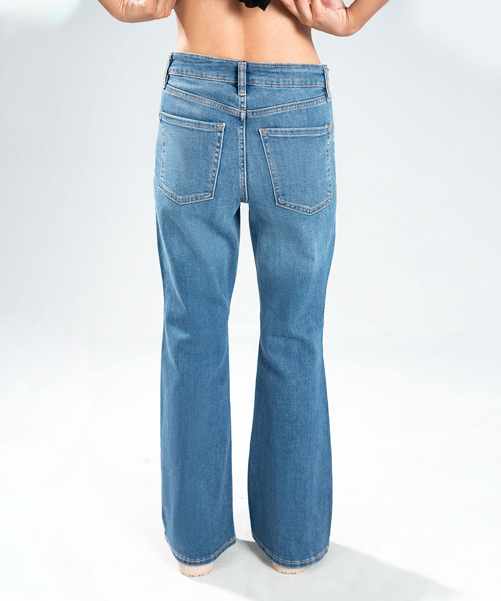 Mid-Wash Flared Jeans