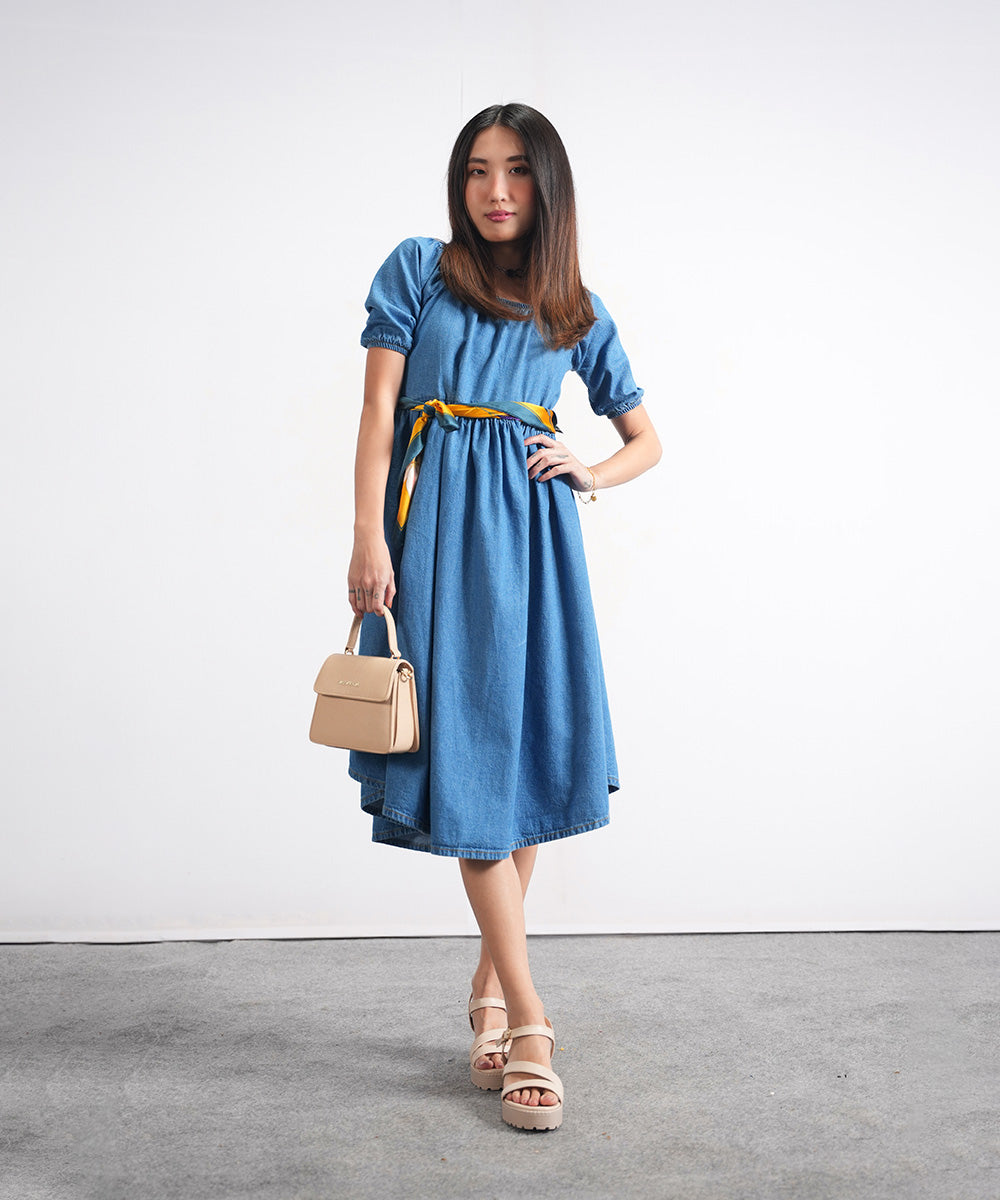 Mid Blue Denim Frock - Halo Retail