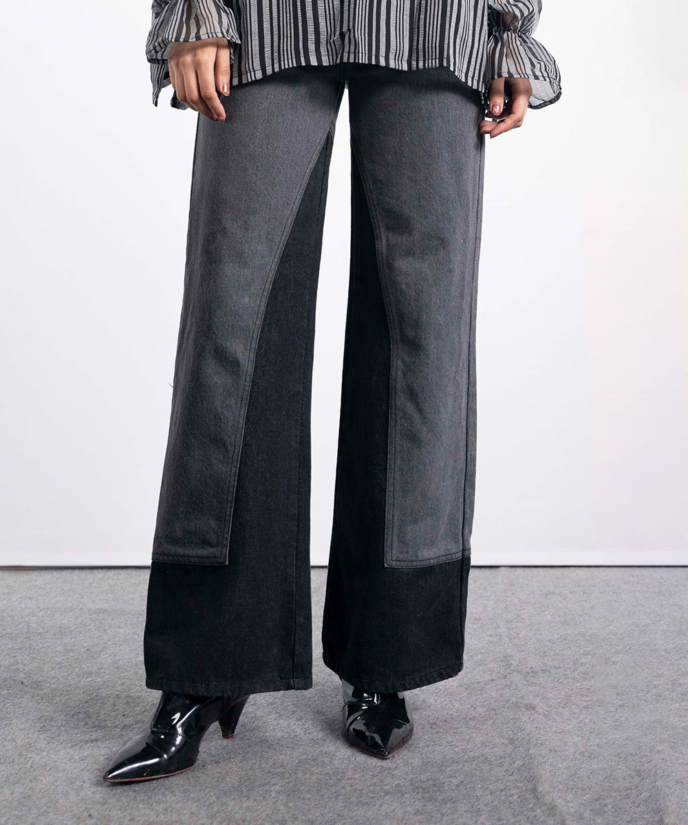Two Tone High waist jeans - Halo Retail