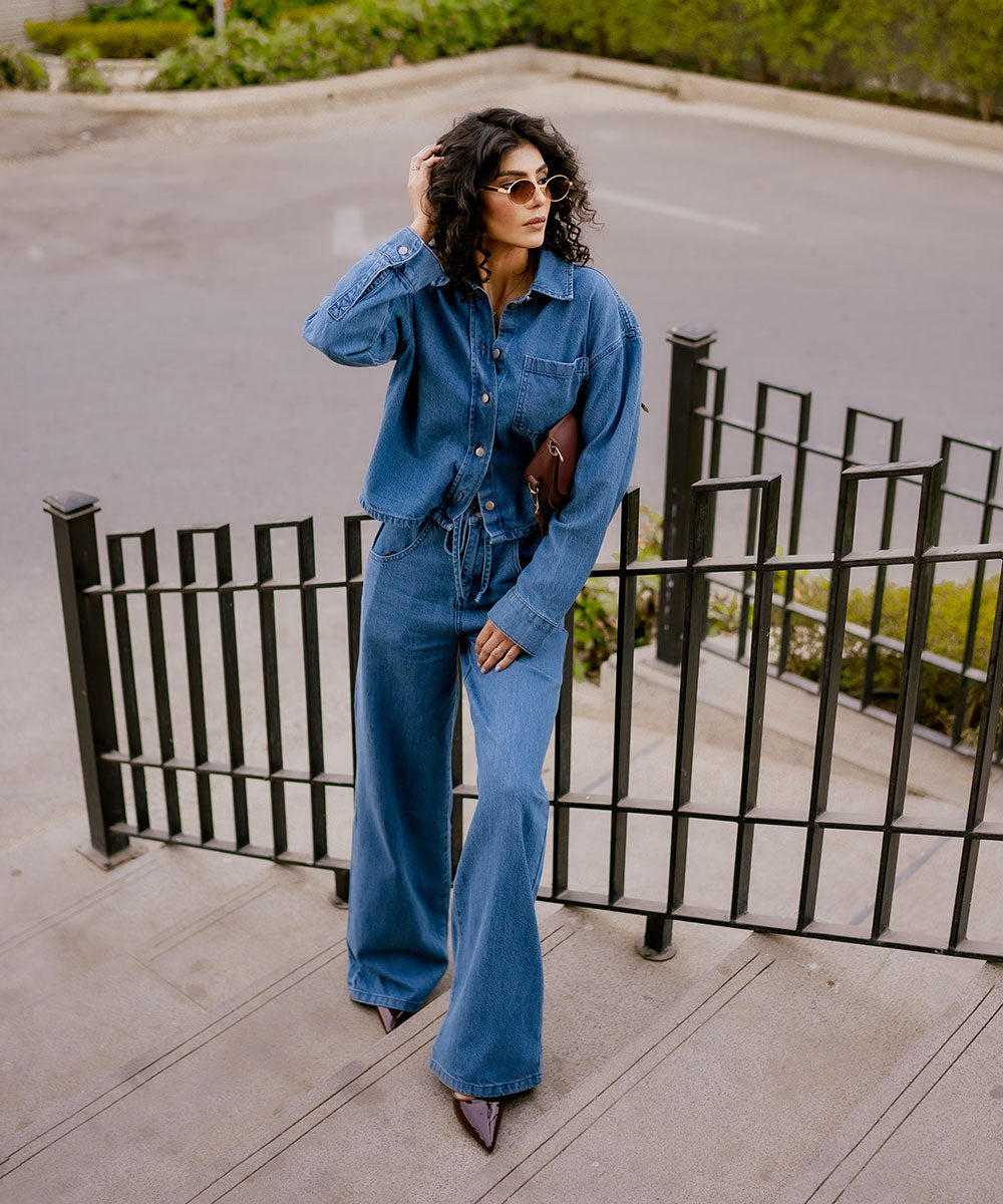 Mid Wash Oversized Top - Halo Retail