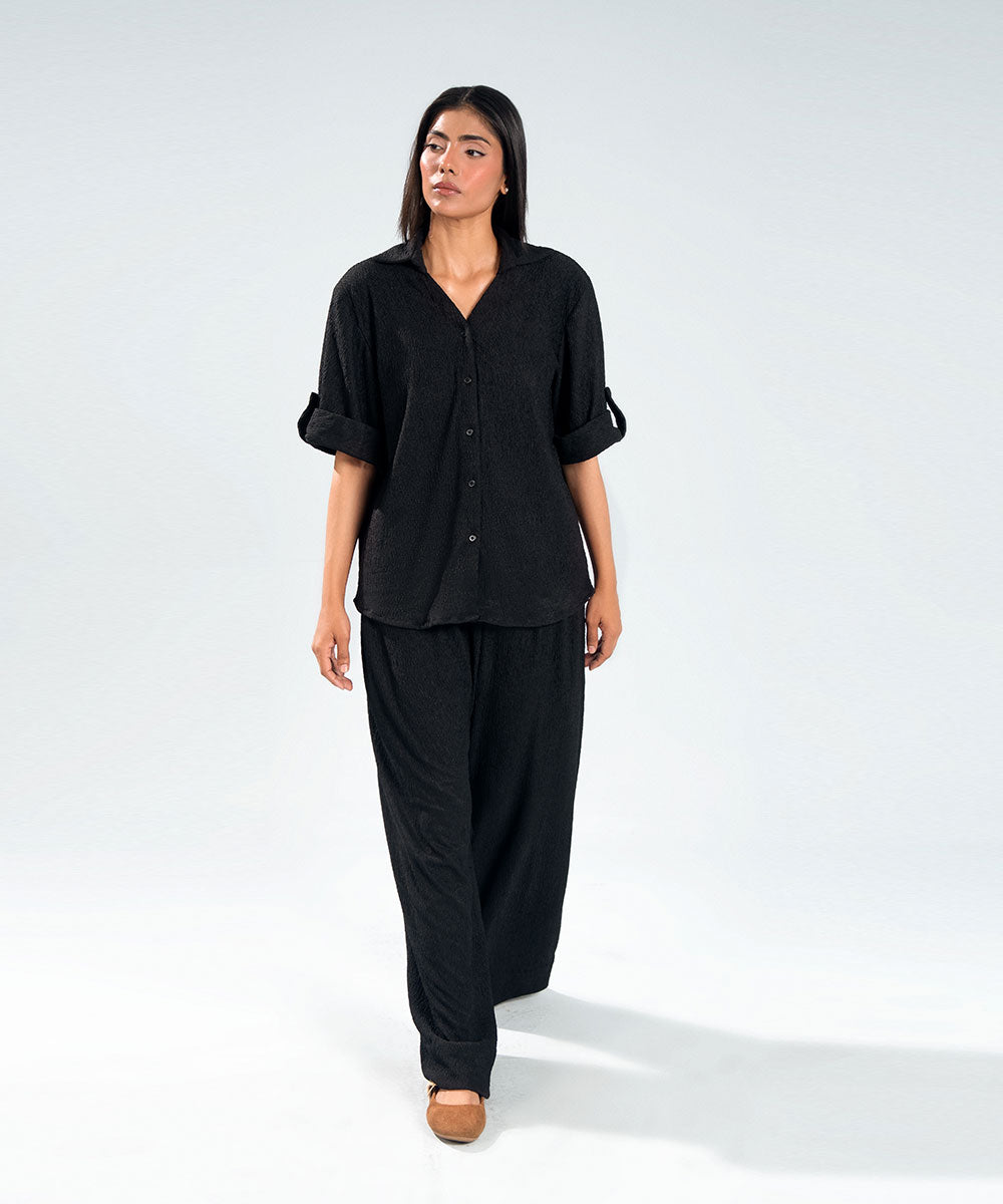 Crinkled Wide Pants