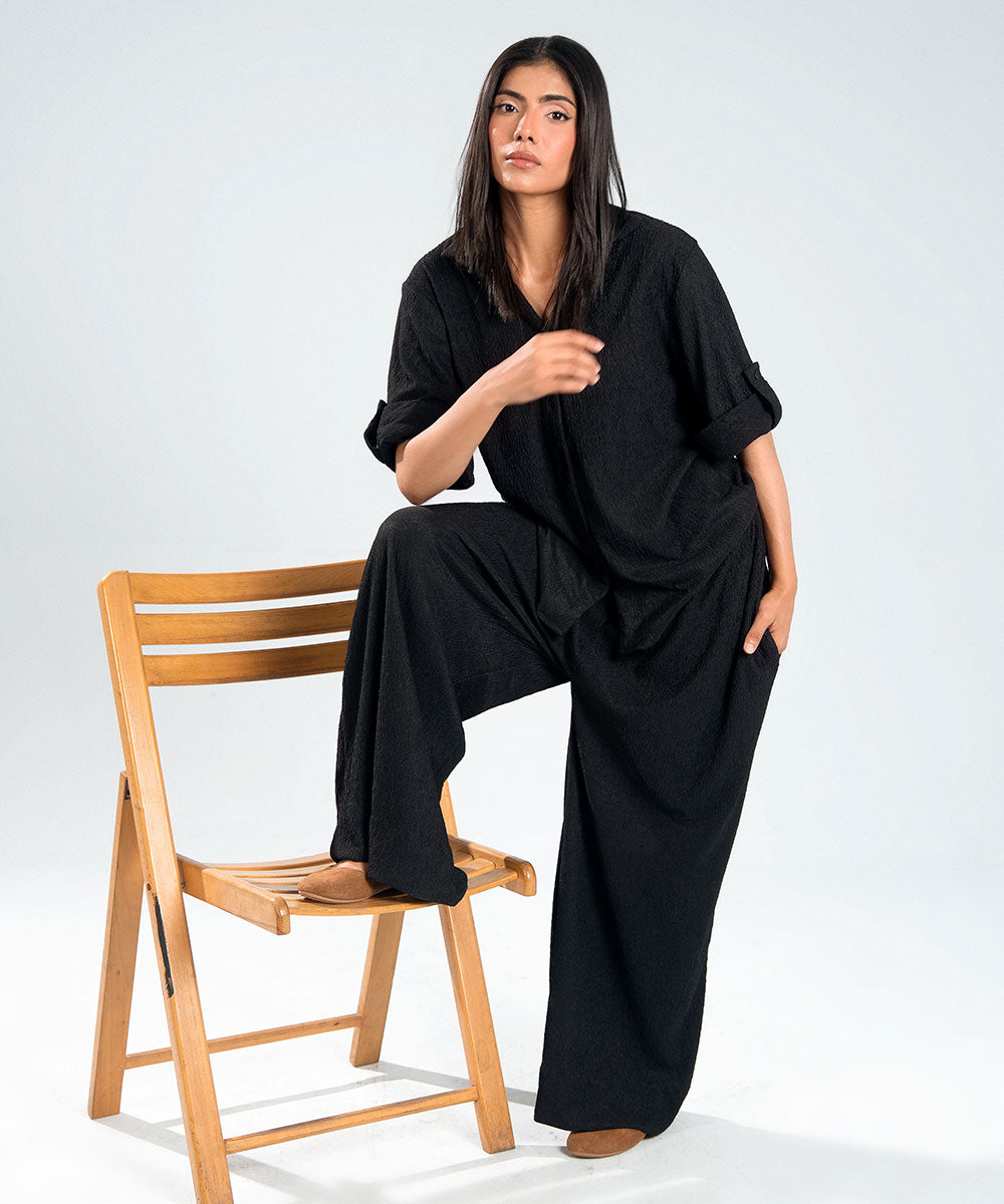 Black Textured Shirt
