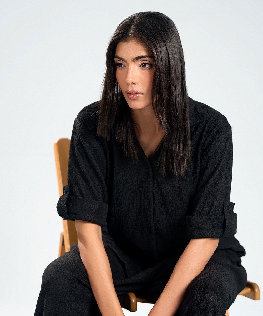 Black Textured Shirt