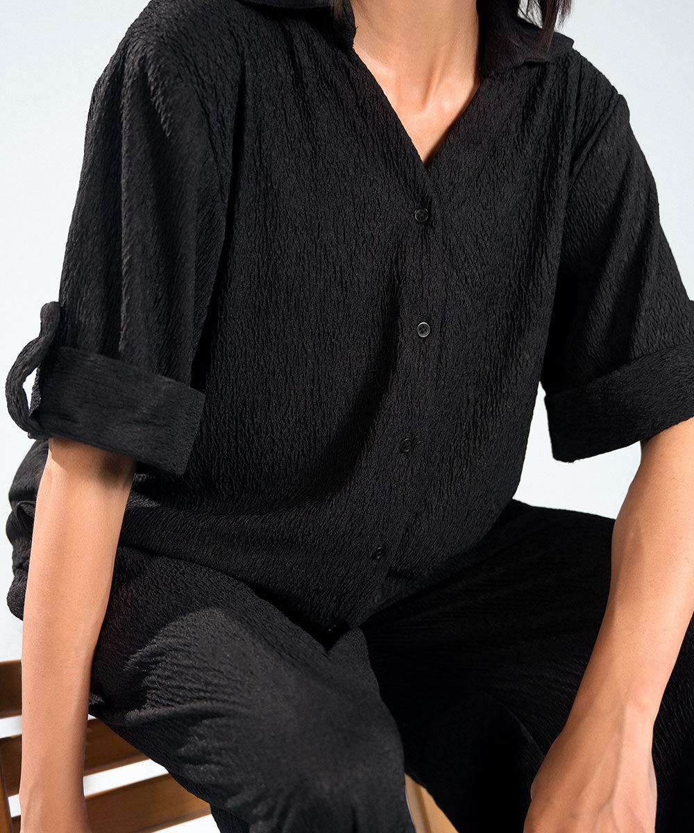 Black Textured Shirt