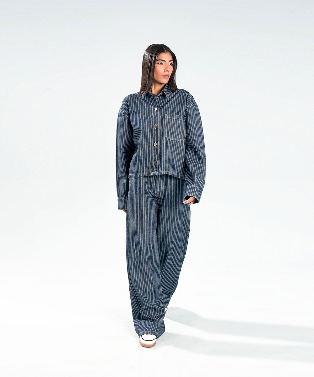 Pinstripe Denim Trousers