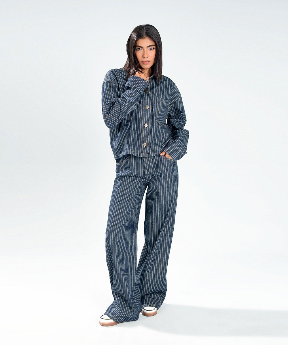 Pinstripe Denim Trousers