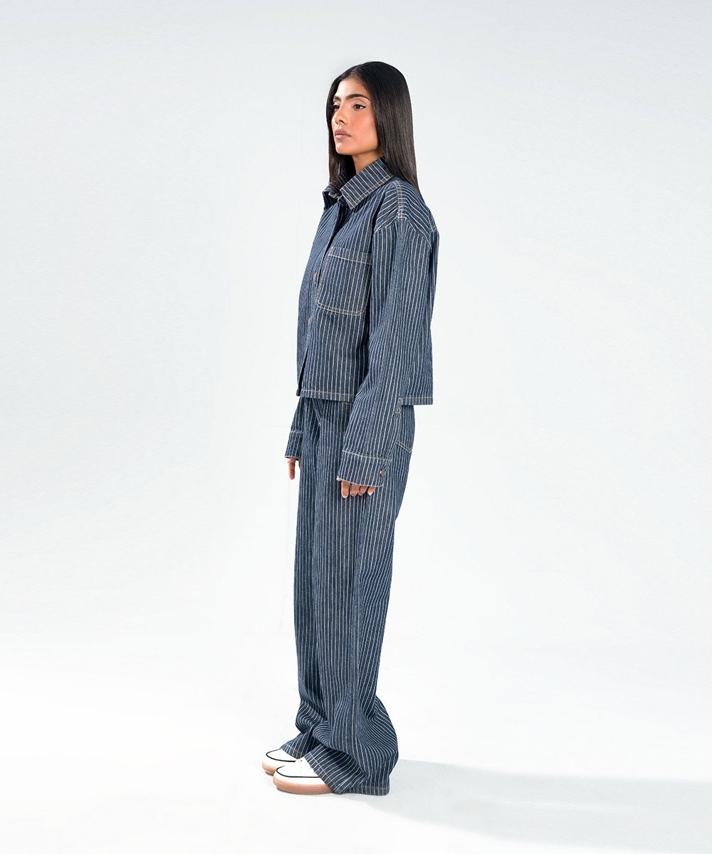 Pinstripe Denim Trousers