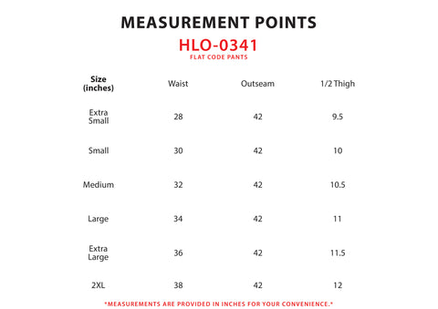 Size Chart for Base Line Pants