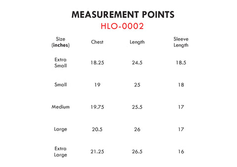 Size Chart for Wine Fleece Button Down Shirt